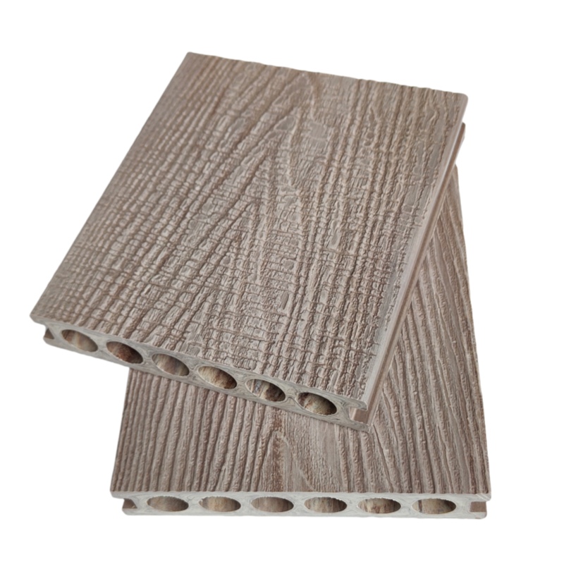 Suelo de WPC blanco y marrón con relieve profundo